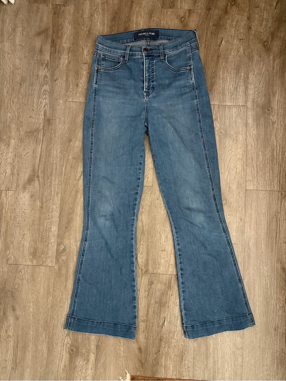 Veronica Beard Carson High Rise Ankle Flare Jeans Medium Wash Kick Flare Size 27